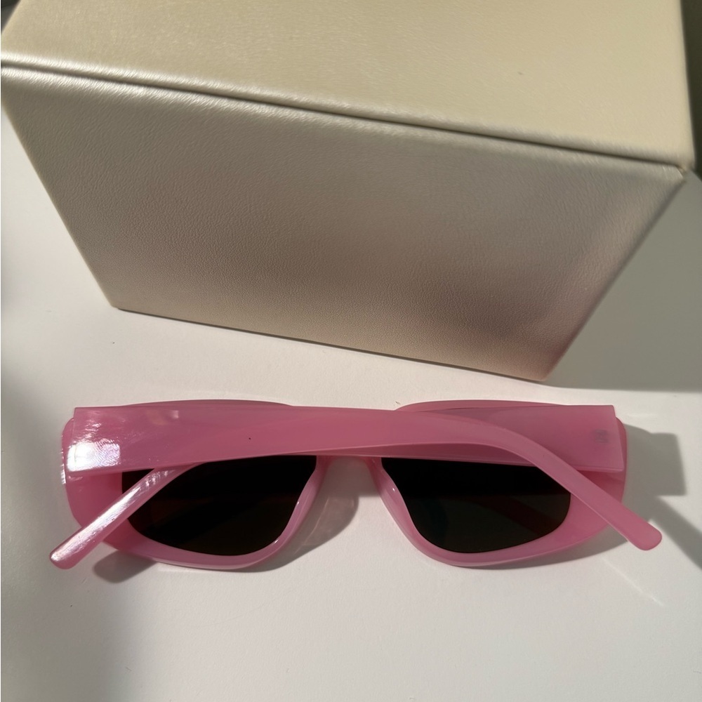Pink Rectangular Sunglasses - Picture 3 of 9